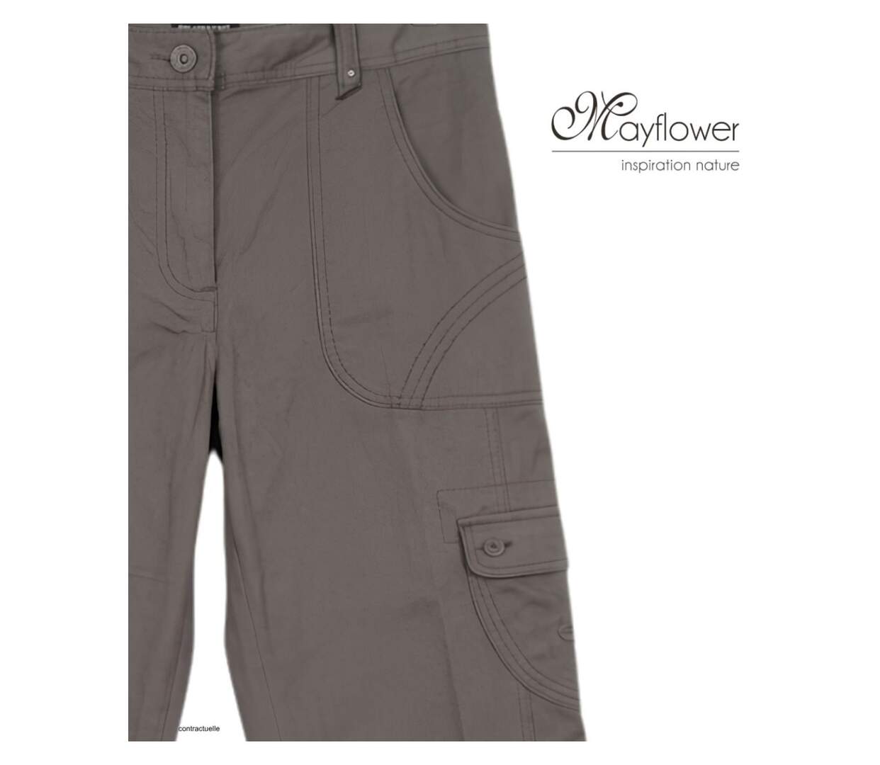 MAYFLOWER BEA1G - Pantalon Cargo Femme Gris : Style Ranger et Confort Coton-4