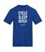 T-shirt Motif/style Imprimé Cycle Sleep Repeat Homme Bleu Plain Lazy-1