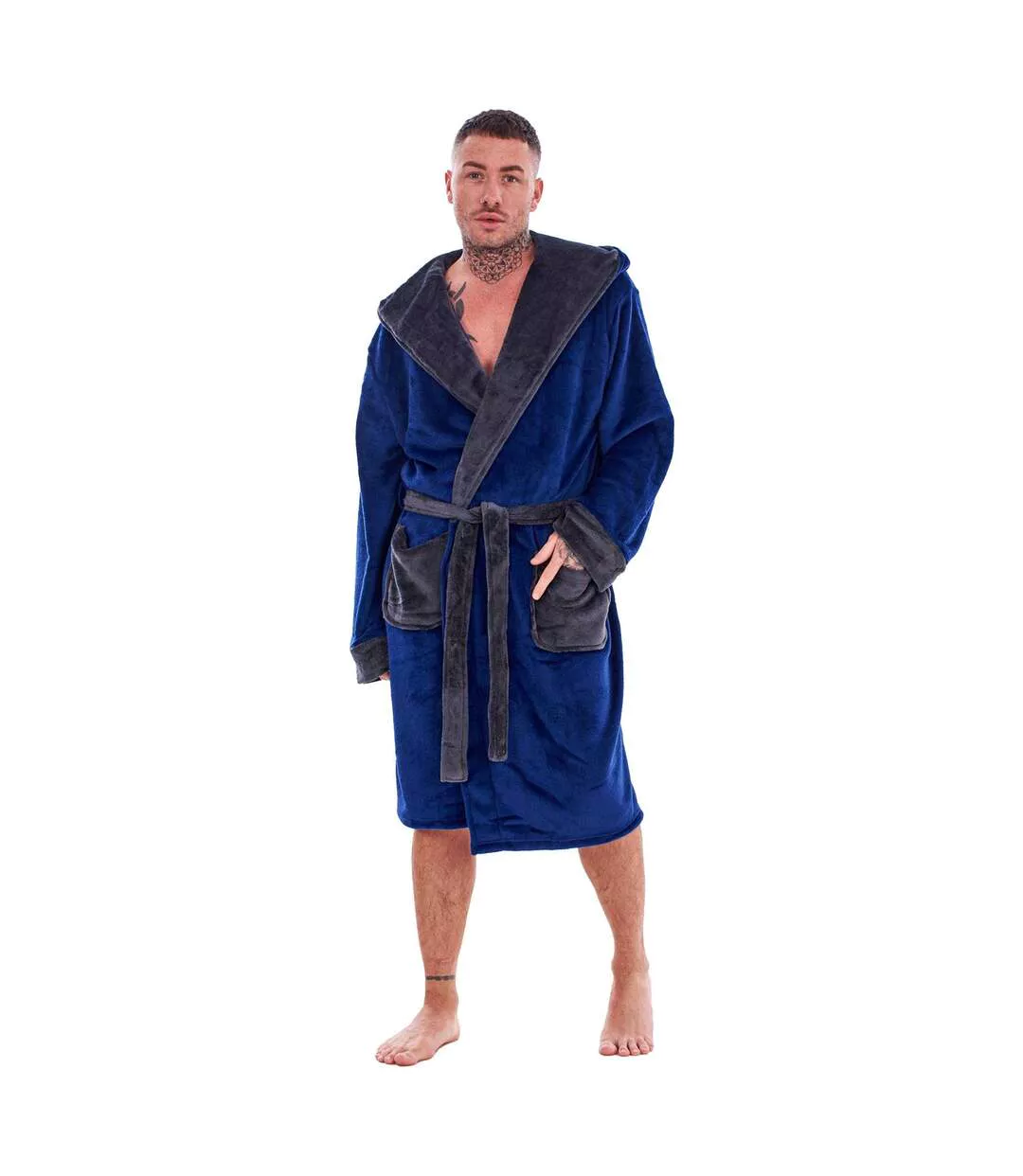 Robe De Chambre Homme Bleu Marine Charbon Keanu-2