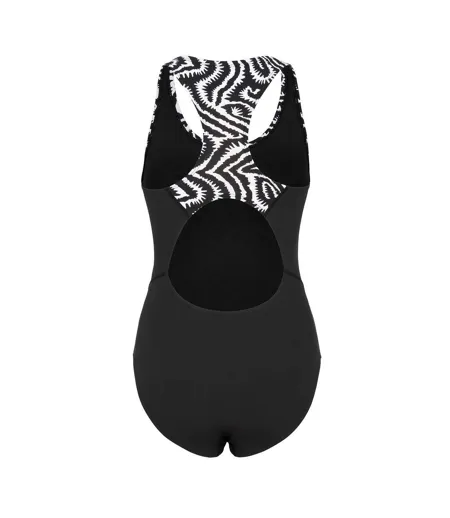 Maillot De Bain 1 Pièce Motif/style À Motifs Femme Noir Slazenger