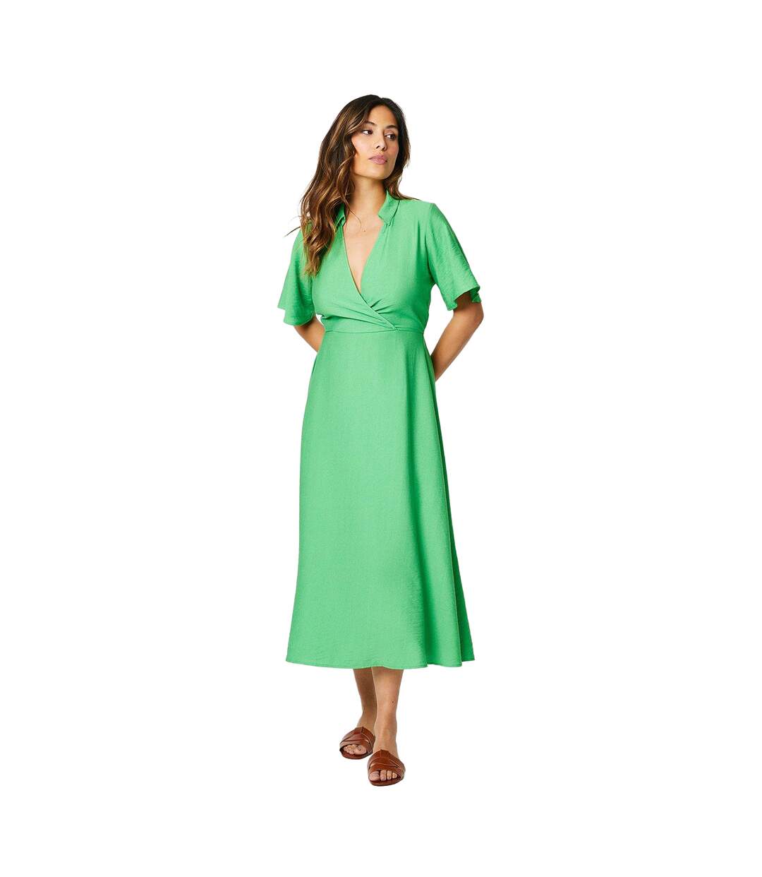 Robe mi-longue femme vert Principles-1