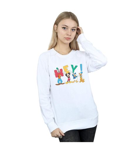 Disney Sweatshirt Mickey Mouse Friends Hey Femme/Ladies (Blanc) - UTBI27522