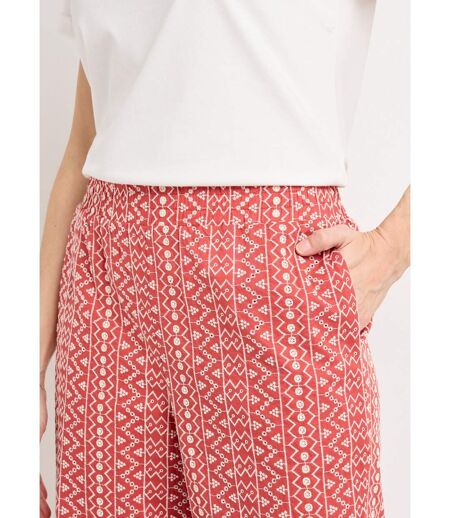 Pantalon large coton, broderie anglaise