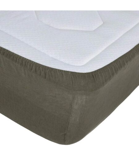 Drap Housse en Lin Adorable 160x200cm Vert Kaki