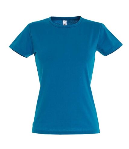 T-shirt manches courtes col rond - Femme - 11386 - bleu aqua
