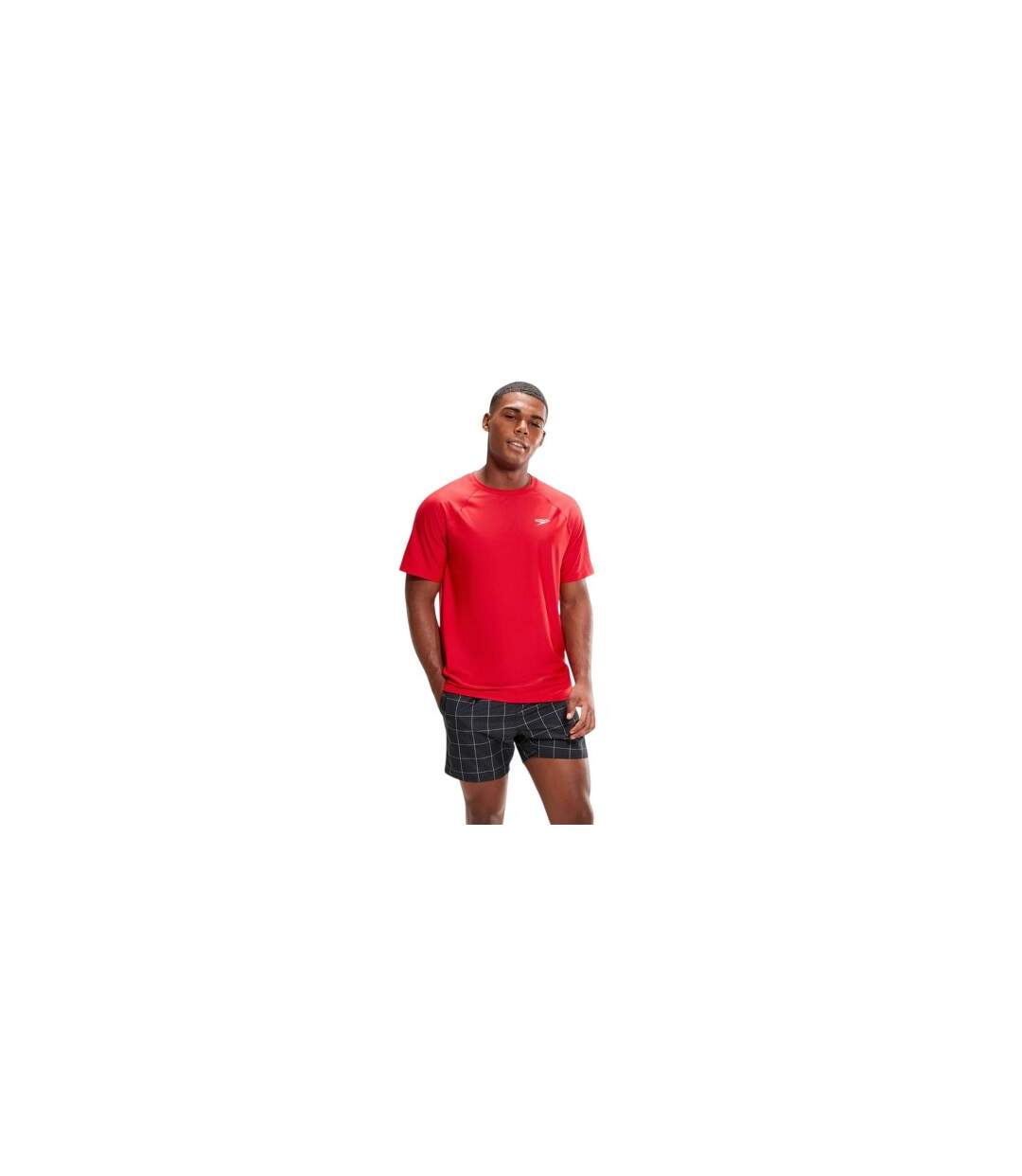 T-shirt Uni Manches Courtes En Coton Homme Rouge Speedo-1