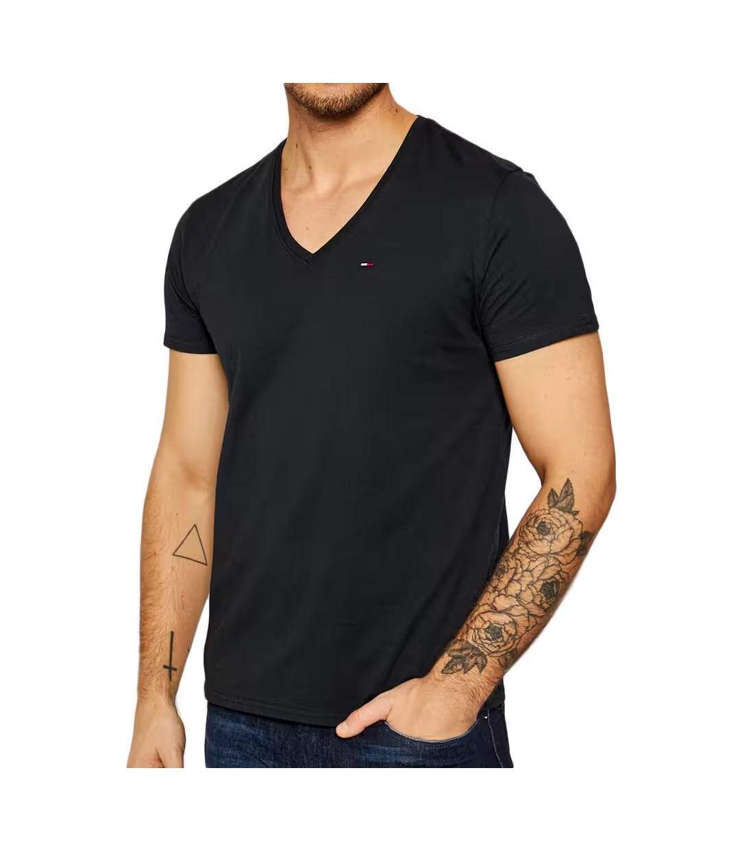 T-shirt noir homme tommy jeans original v-1