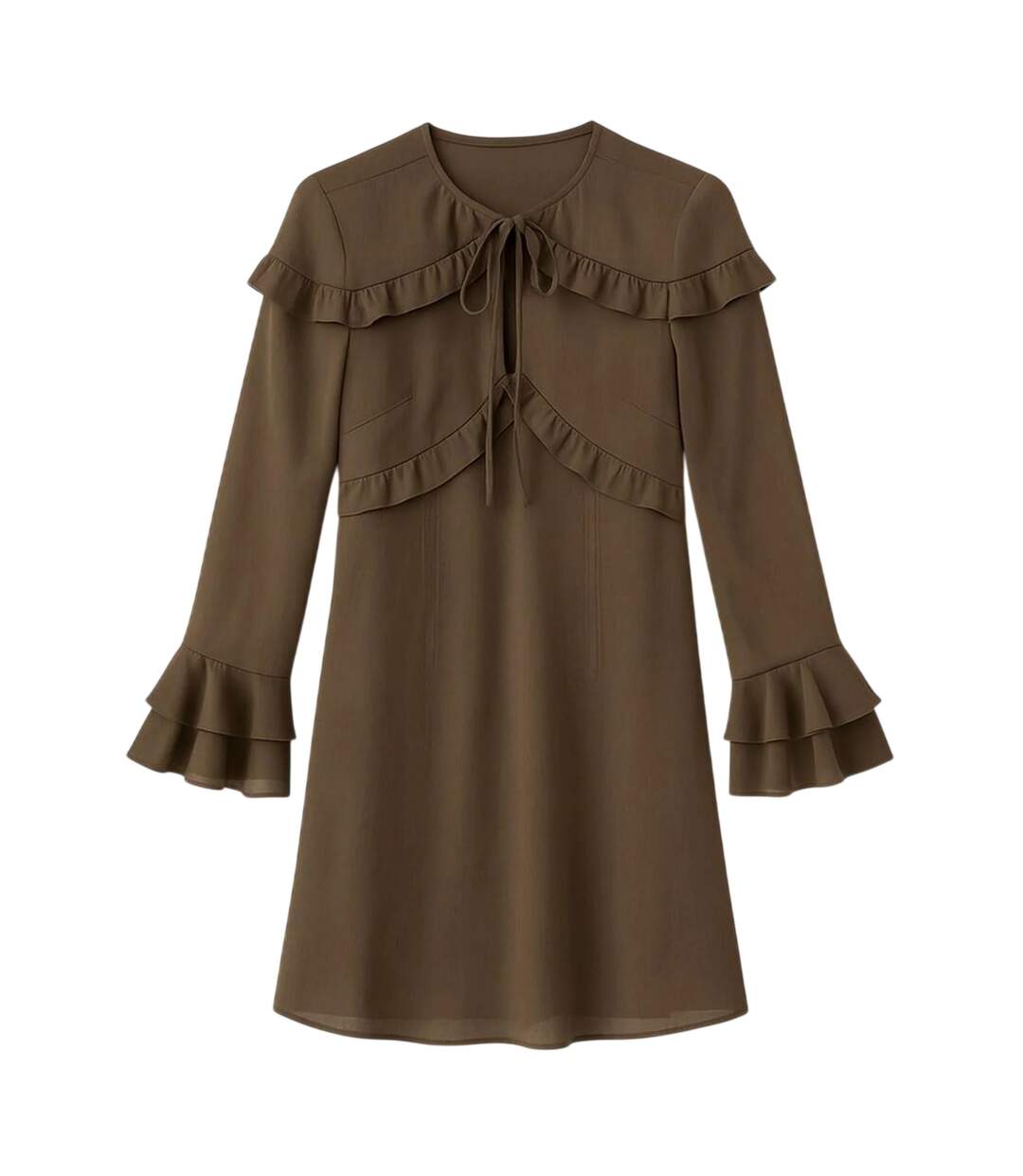 Womens/ladies Ruffled Mini Dress Brown I Saw It First-1