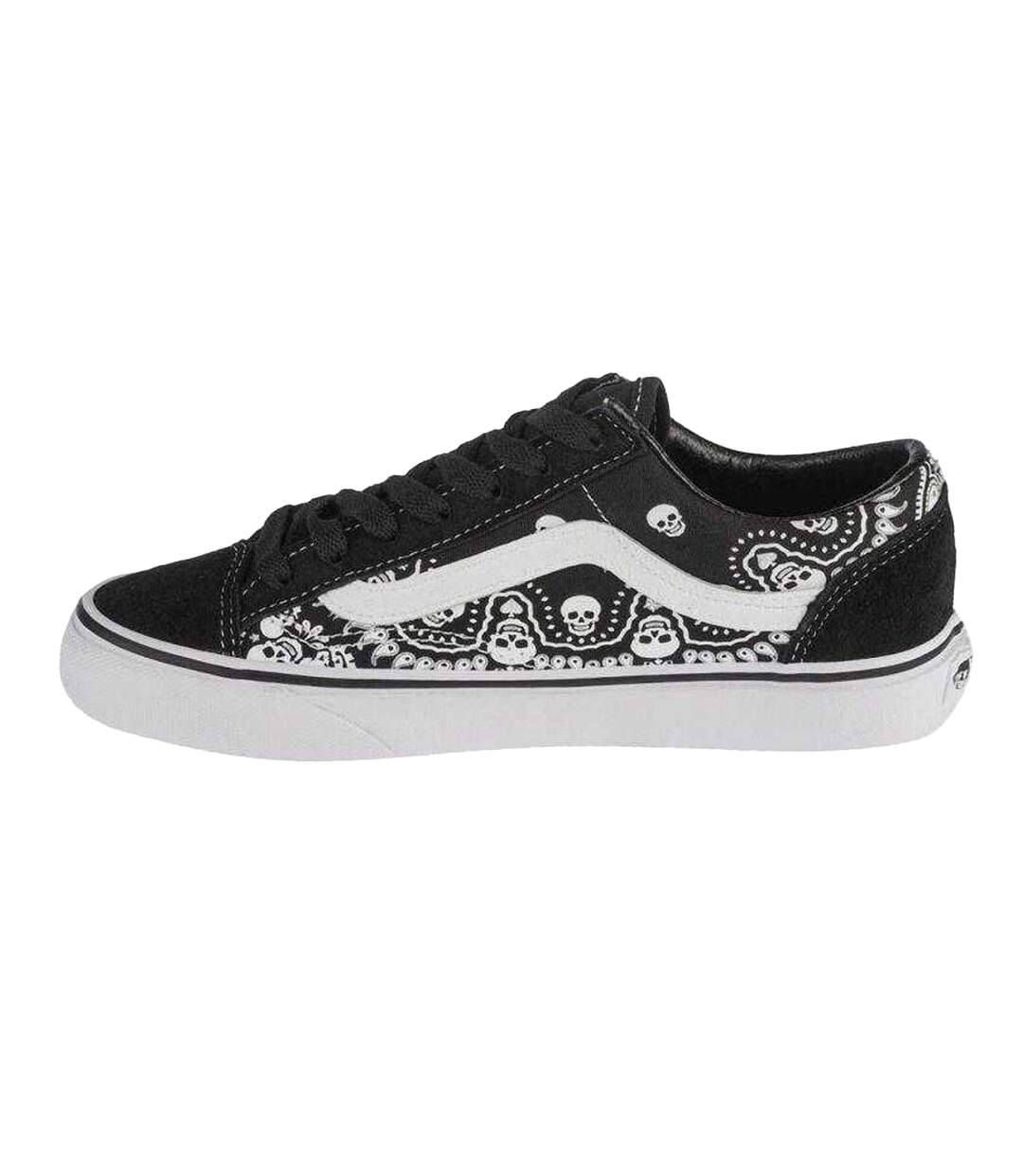 Womens/ladies Bandana Skull Trainers Black Vans-2