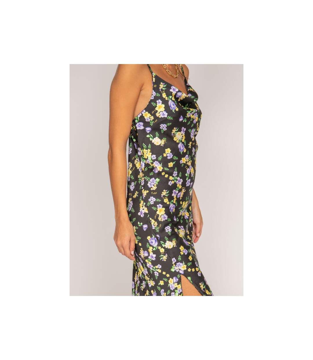 Robe midi motifs satin INZOU - Dona X Lisa-3