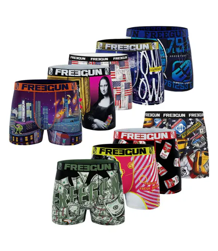 Lot de 9 boxers homme Pack Surprise modèle aléatoire Freegun