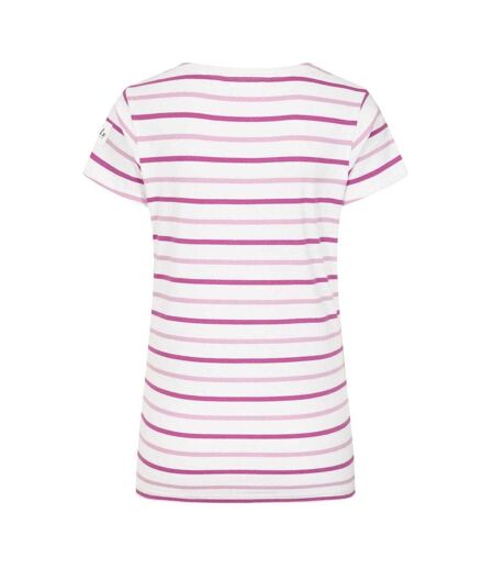 T-shirt Motif/style Blocs De Couleurs En Rayures Breton Femme Rose Lazy Jacks
