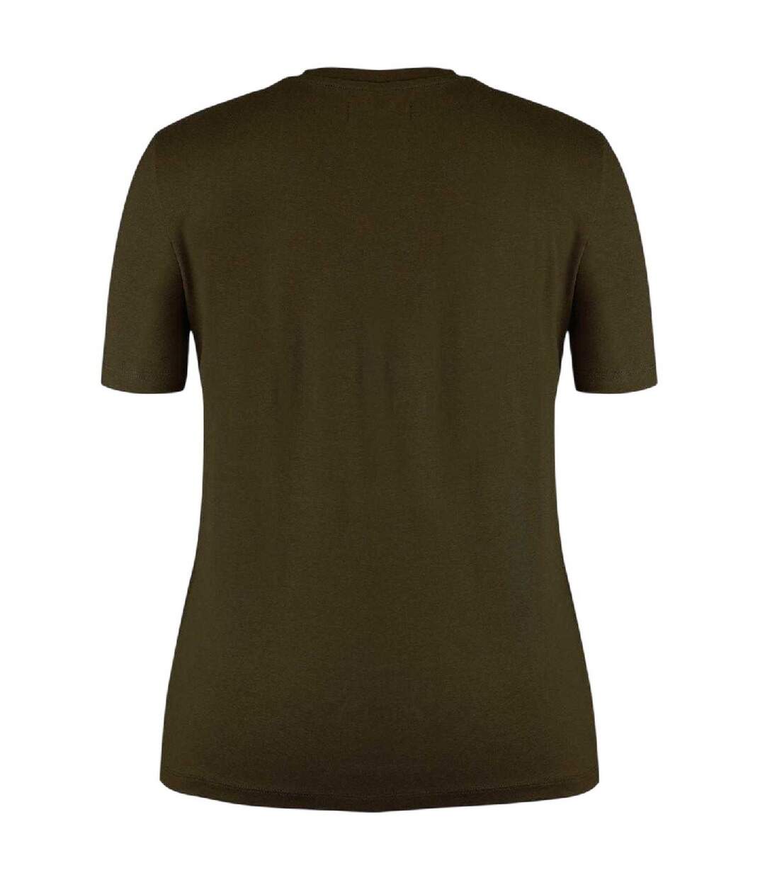 Womens/ladies Lips Cotton T-shirt Khaki Green Biba-2