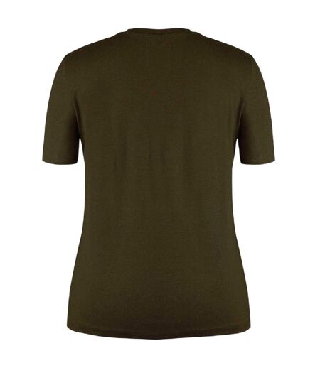 Womens/ladies Lips Cotton T-shirt Khaki Green Biba
