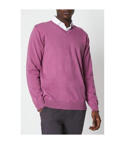 Maine Mens Cotton V Neck Sweater (Rose) - UTDH6784