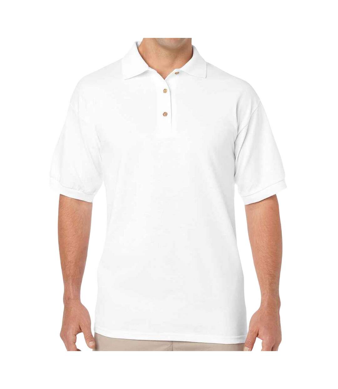 Polo classic homme blanc Gildan-1