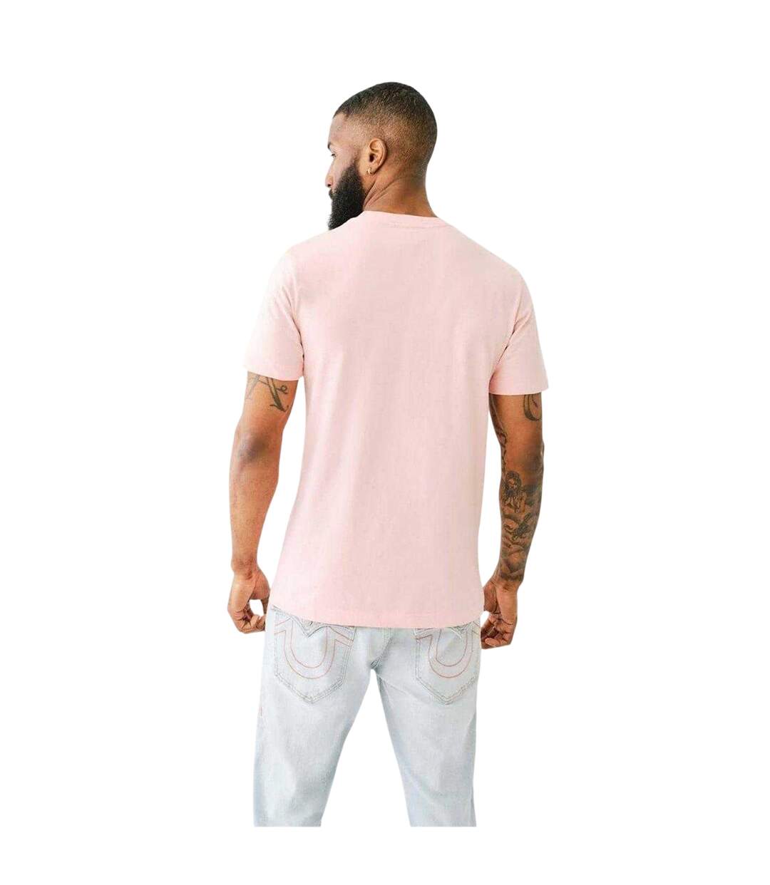 Mens Logo Foil Crew Neck T-shirt Pink True Religion-3