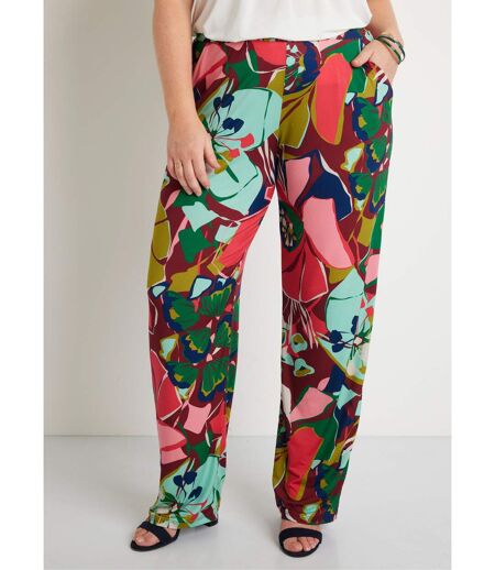 Pantalon large taille semi-élastiquée