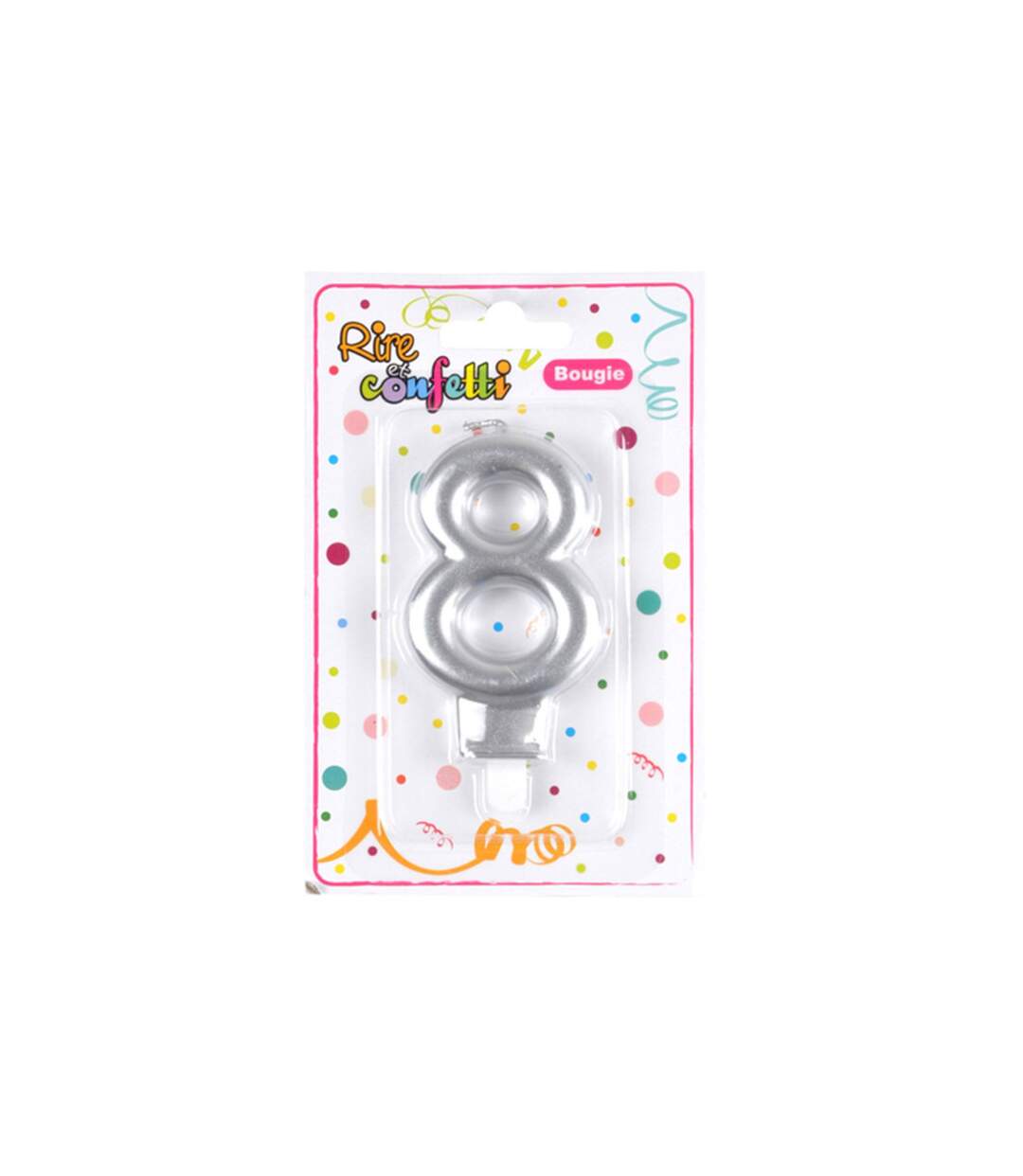 Bougie d'Anniversaire Chiffre 8 7cm Argent-2