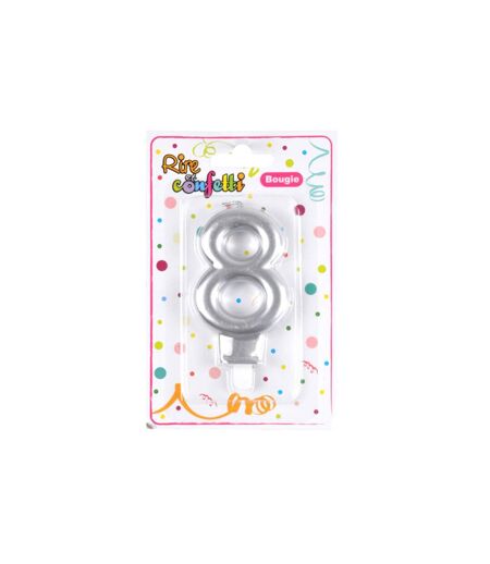 Bougie d'Anniversaire Chiffre 8 7cm Argent