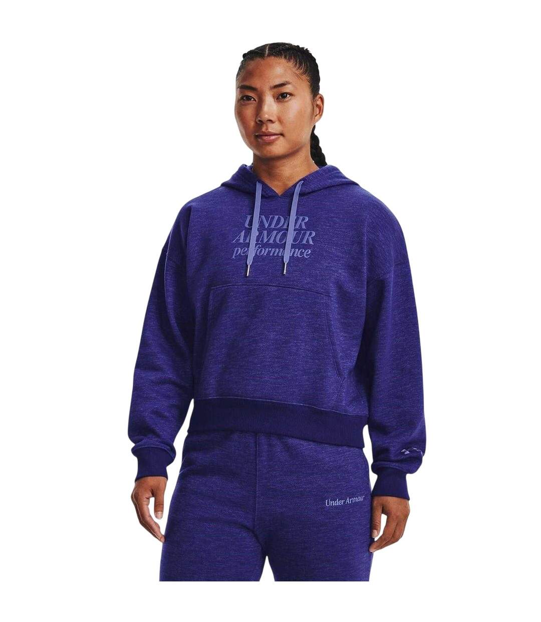 Sweat À Capuche Essential Script Femme Bleu Under Armour-4