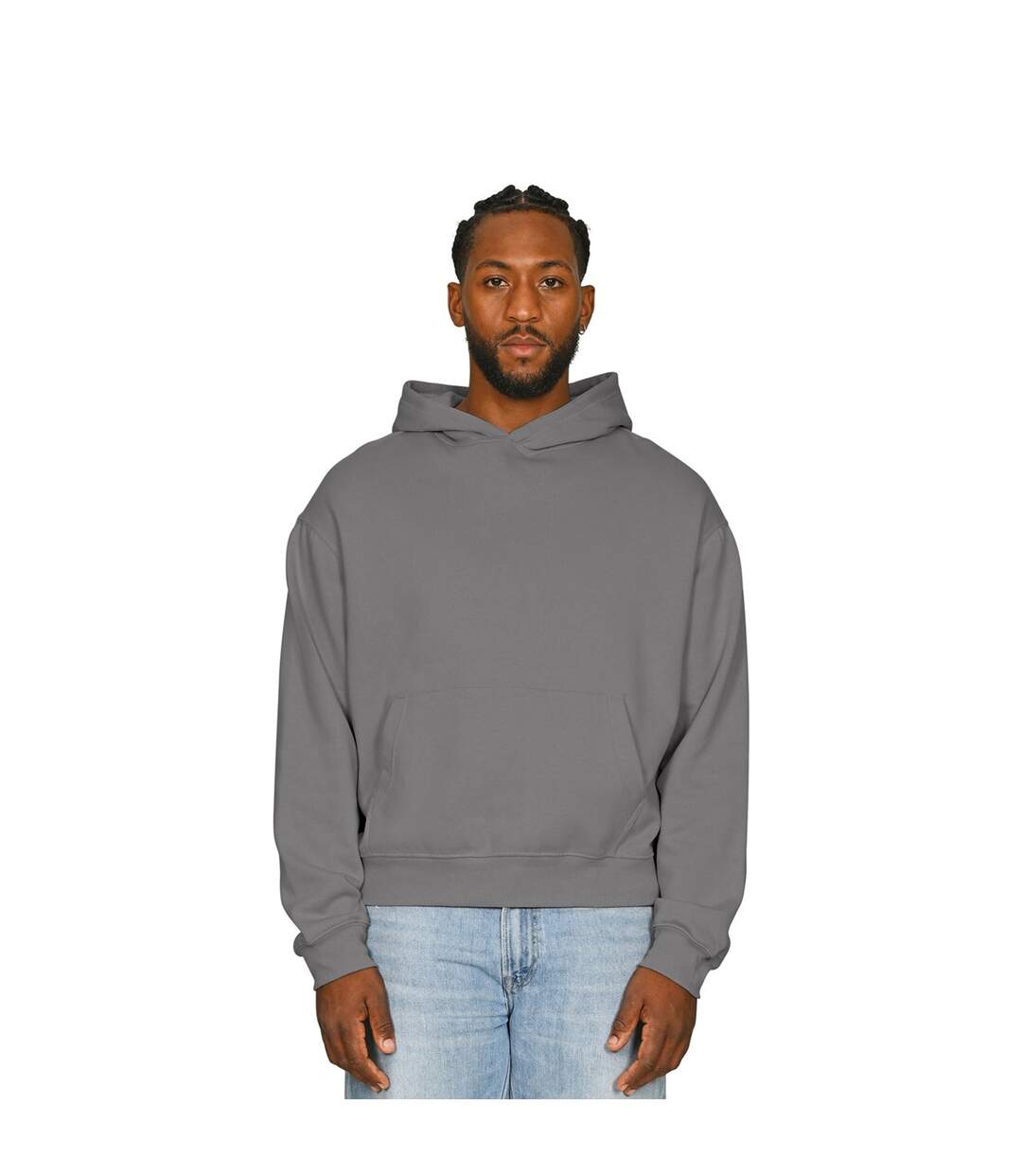 Mens Boxy Ringspun Cotton Oversized Hoodie Charcoal Casual Classics-1