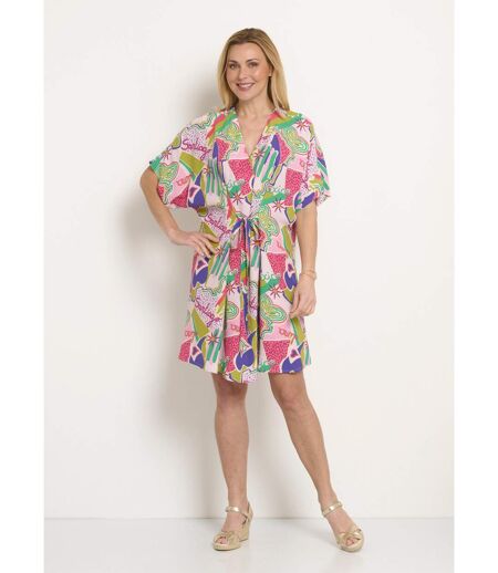Robe courte imprimée liens à la taille