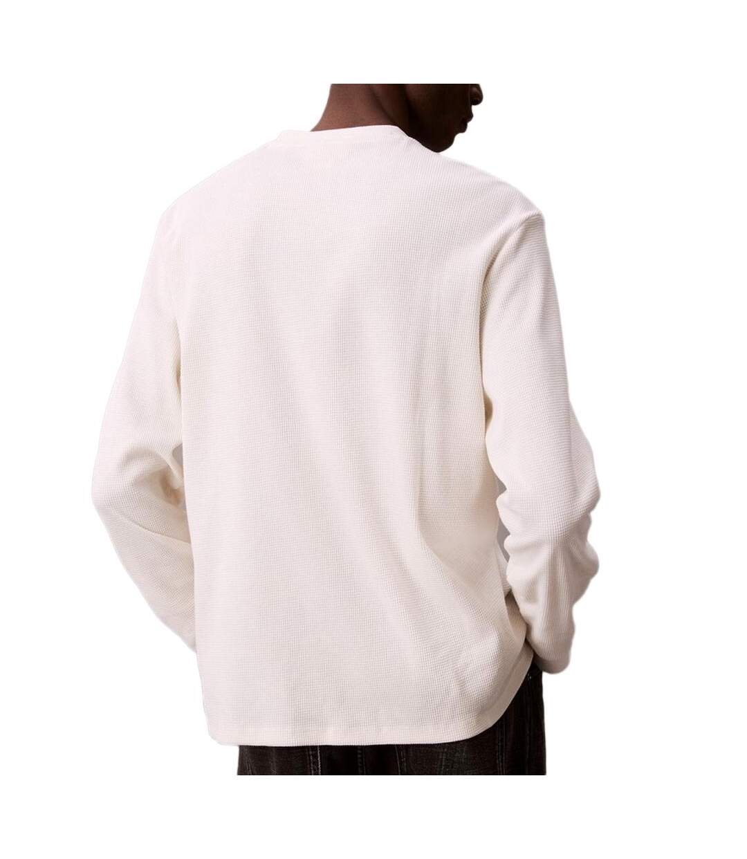 Sweat blanc homme calvin klein jeans waffle badge - l-2
