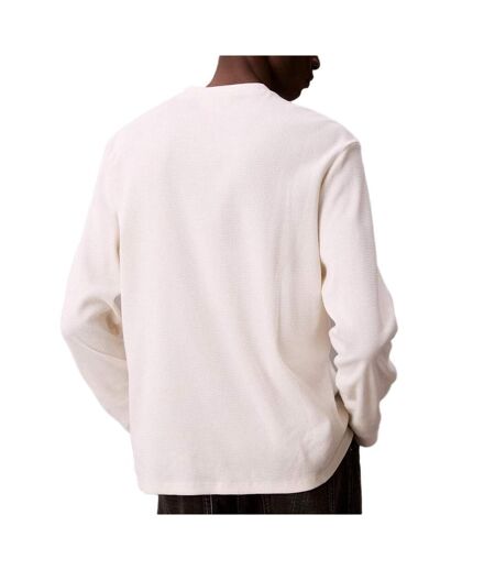 Sweat blanc homme calvin klein jeans waffle badge - l