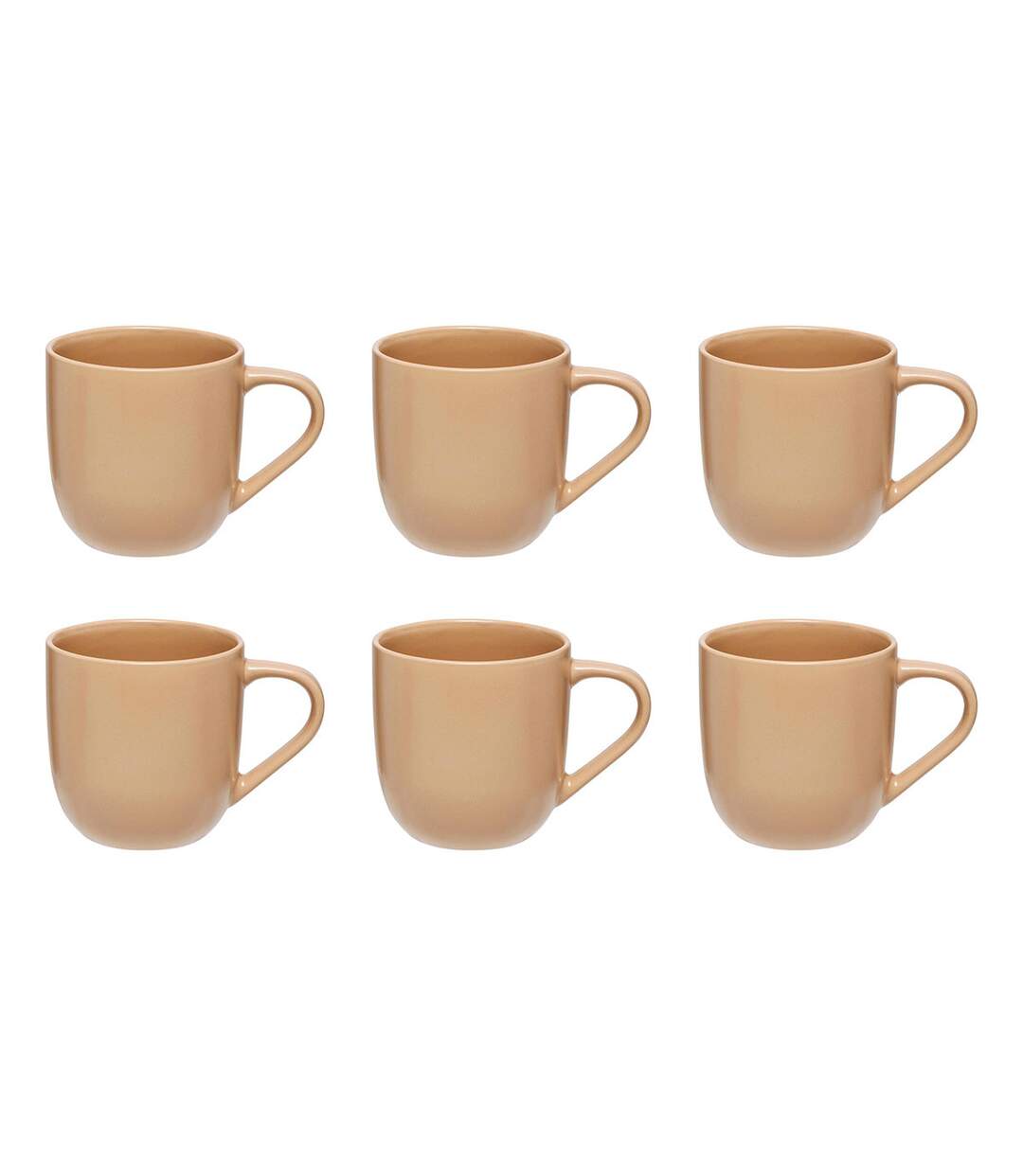 Lot de 6 Mugs en Céramique Maé 24cl Beige-1