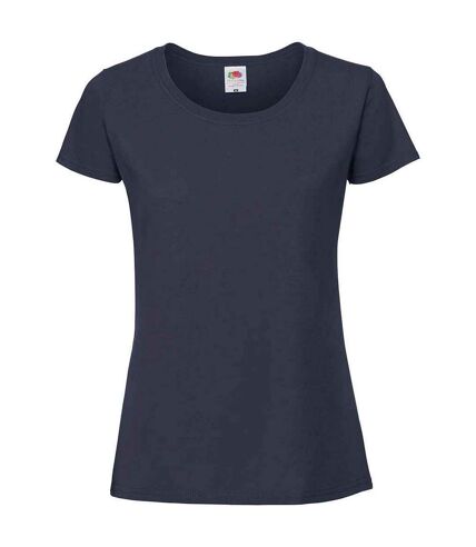 Womens/ladies iconic ringspun cotton t-shirt deep navy Fruit of the Loom