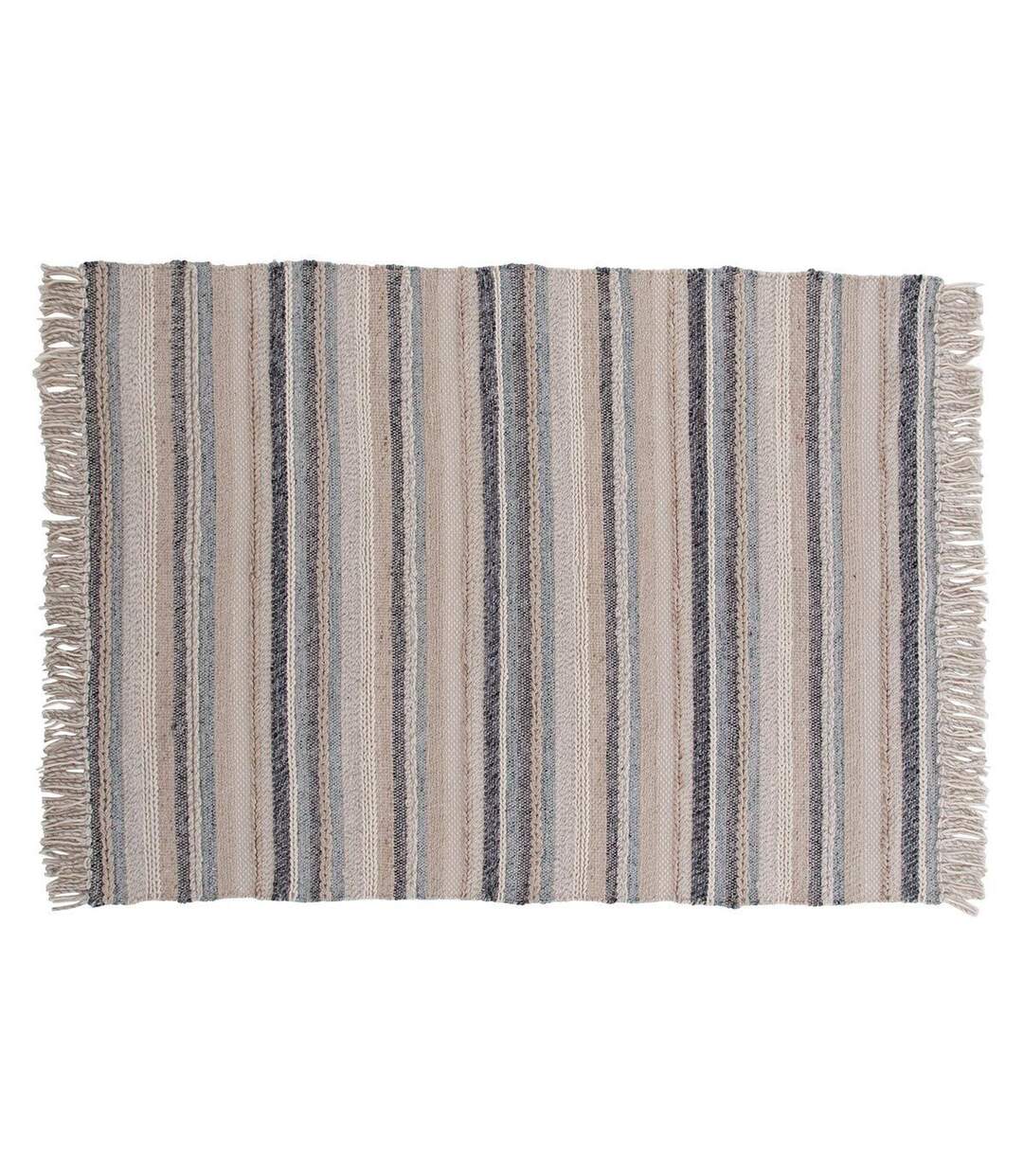 Tapis Déco en Laine Gudha 200x300cm Beige & Bleu-1