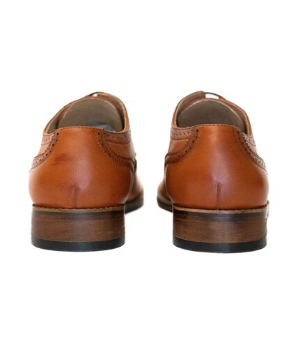 Goor Mens 4 Eye Leather Lined Brogue Gibson Shoe (Tan)