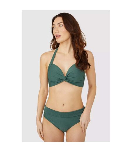 Debenhams Womens/Ladies Textured Foldover Bikini Bottoms (Green) - UTDH5678