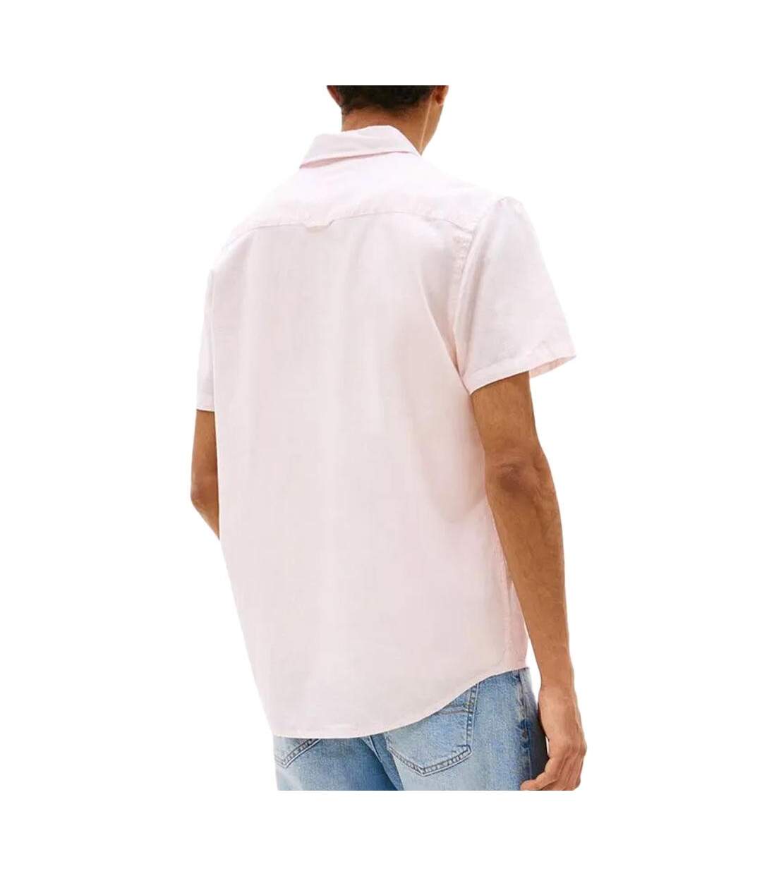 Chemisette rayures blanc/rose homme tommy hilfiger linen blend - l-2