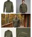 Sweat-shirt Col Polo Homme Ledertys Kaki LY0609-3