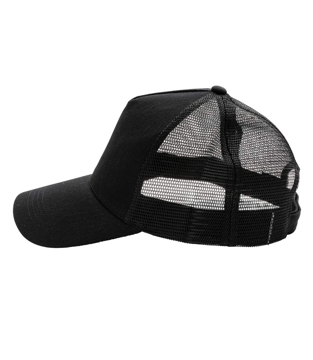 Brushed Cotton 5 Panel Trucker Cap Black XD Collection-3