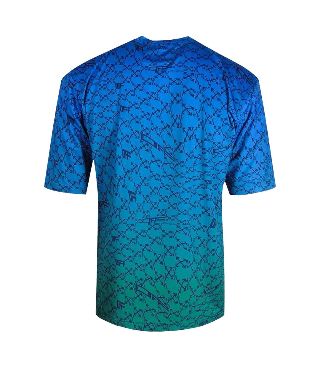 Unisex Adult All-over Print Sports T-shirt Peacock Blue Off White-2