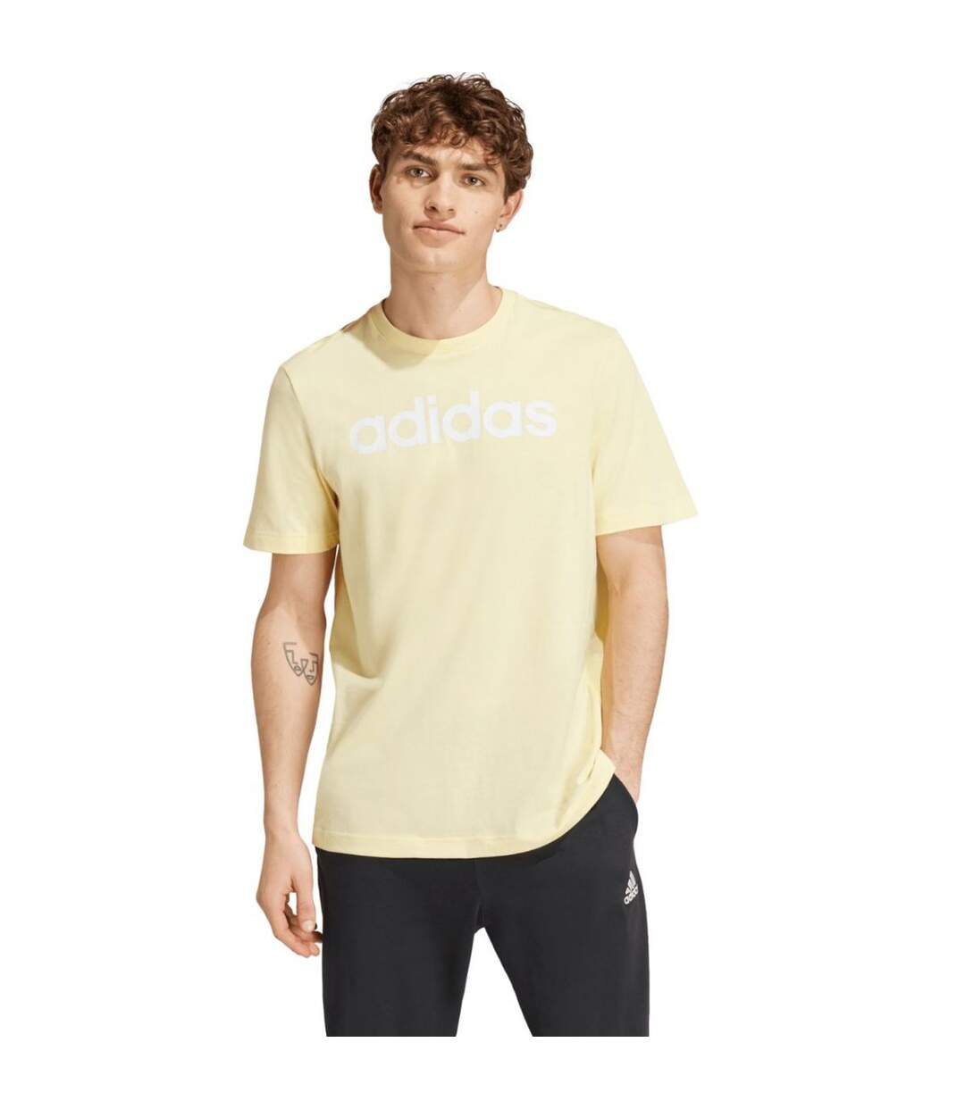 T-shirt Style Logo Brodé Essentials Linear Homme Jaune Adidas-2