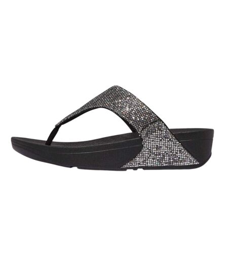 Womens/ladies Lulu Glitterball Toe Post Wedge Sandals Silver Fit Flop