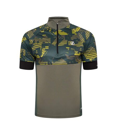 Maillot De Cyclisme Manches Courtes Raglan Motif/style Blocs De Couleurs Homme Gris Kaki Imprimé Dare 2B