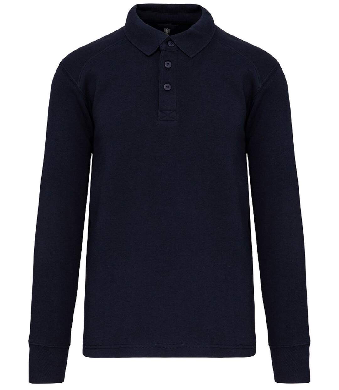 Sweat col polo manches longues - Homme - WK4000 - bleu marine