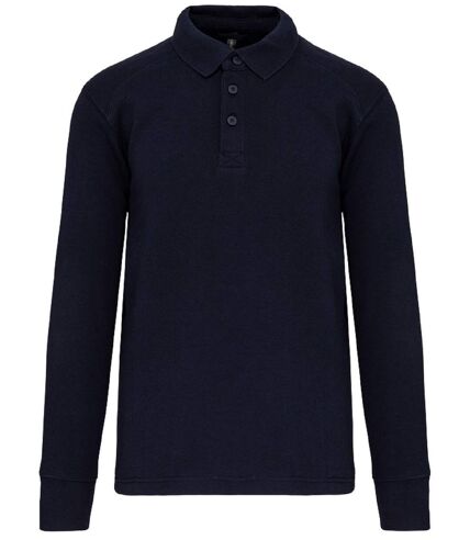 Sweat col polo manches longues - Homme - WK4000 - bleu marine