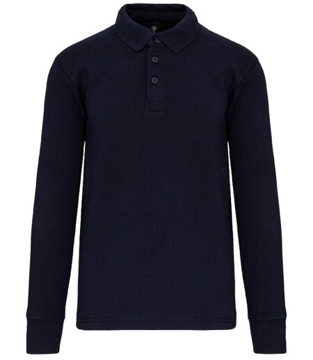 Sweat col polo manches longues - Homme - WK4000 - bleu marine