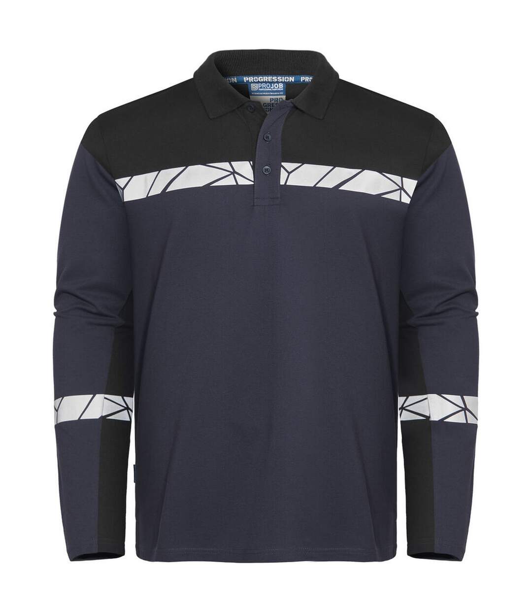Mens Progression Pique Long-sleeved Polo Shirt Navy Blue Projob-1