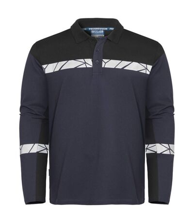 Mens Progression Pique Long-sleeved Polo Shirt Navy Blue Projob