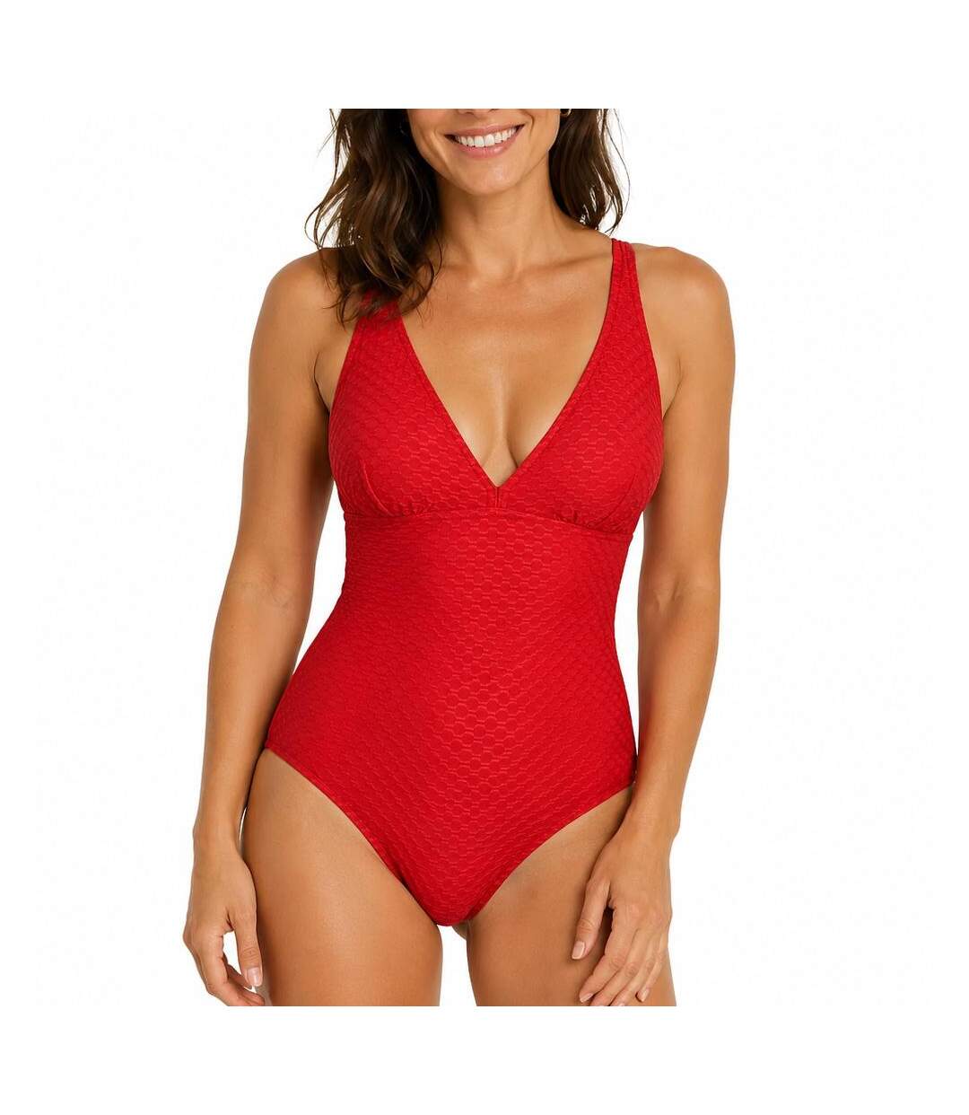 Maillot de bain 1 pièce rouge femme grain de sable eva-1