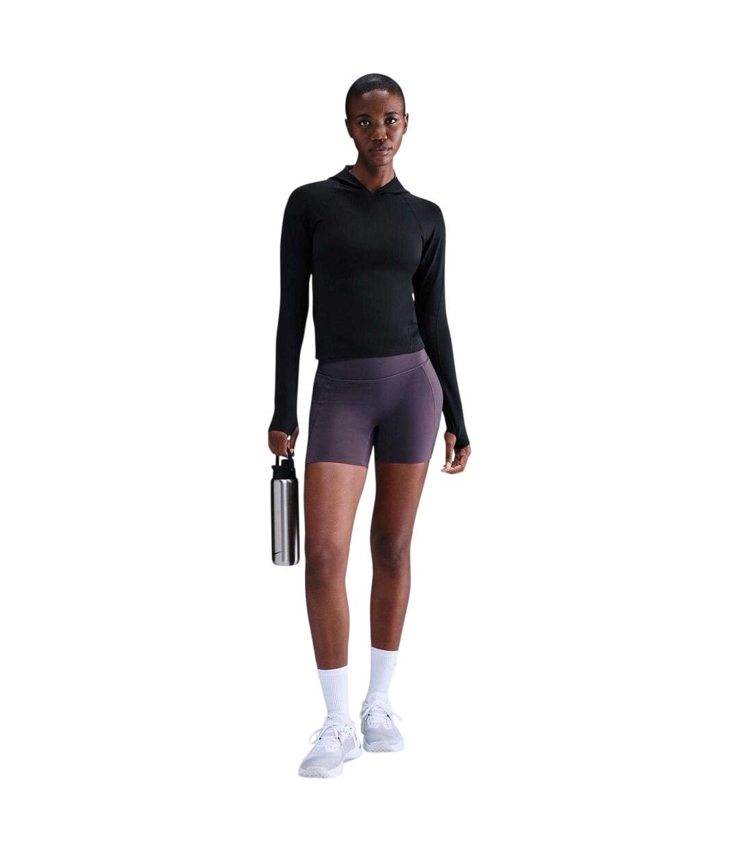 Womens/ladies Universa Dri-fit Base Layer Top Black Anthracite Smoke Grey Nike-1