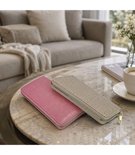 Ladies Croc Print Faux Leather Wallet Compact Card Coin Purse Organiser