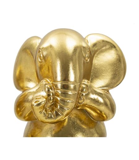 Lot de 3 Statuettes en Résine Éléphants 20cm Or